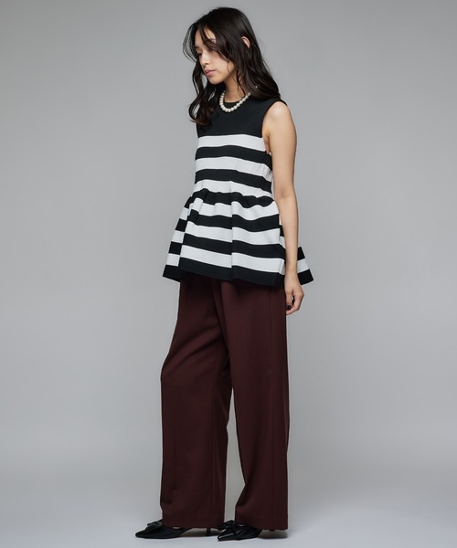 Narcissus(ナルシス)の「【PICCIN】ノースリペプラムニット/ボーダー 《動画あり》(ニット/セーター・レディース・ホワイト/ベージュ・FREE)」の3枚目の写真