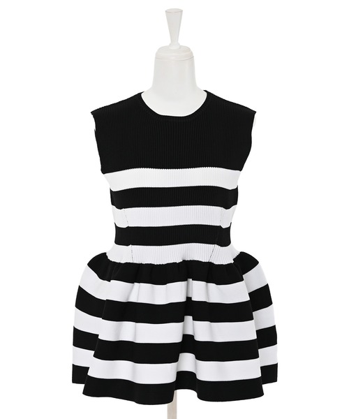 Narcissus(ナルシス)の「【PICCIN】ノースリペプラムニット/ボーダー 《動画あり》(ニット/セーター・レディース・ホワイト/ベージュ・FREE)」の14枚目の写真