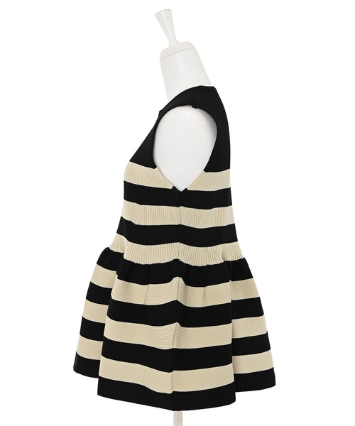 Narcissus(ナルシス)の「【PICCIN】ノースリペプラムニット/ボーダー 《動画あり》(ニット/セーター・レディース・ホワイト/ベージュ・FREE)」の20枚目の写真