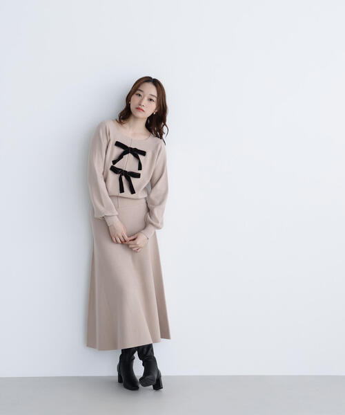 NATURAL BEAUTY BASIC(ナチュラルビューティーベーシック)の「◇ベロアリボンニットセットアップ(ワンピース・レディース・ブラック/ベージュ・MEDIUM/P/S)」の20枚目の写真