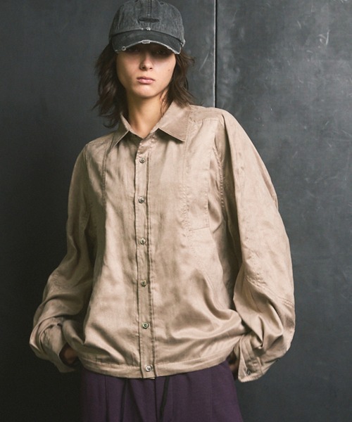 UNISEX》Curve Pocket A Light Eco Suede Shirt/カーブポケットA