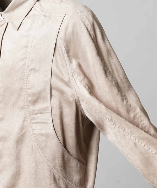 MAISON SPECIAL(メゾンスペシャル)の「《UNISEX》Curve Pocket A Light Eco Suede Shirt/カーブポケットAライトエコスエードシャツ【MAISON SPECIAL/メゾンスペシャル】■セットアップ対応■(シャツ/ブラウス・メンズ・キャメル/ブラック・0/1/2)」の10枚目の写真