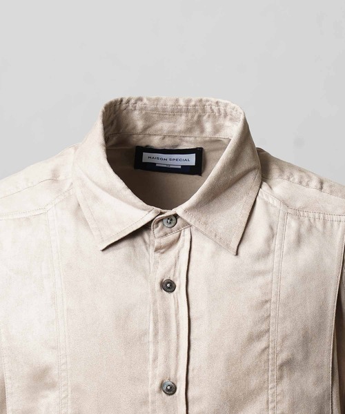 MAISON SPECIAL(メゾンスペシャル)の「《UNISEX》Curve Pocket A Light Eco Suede Shirt/カーブポケットAライトエコスエードシャツ【MAISON SPECIAL/メゾンスペシャル】■セットアップ対応■(シャツ/ブラウス・メンズ・キャメル/ブラック・0/1/2)」の9枚目の写真