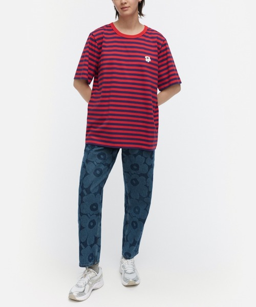 marimekko(マリメッコ)の「【kioski】Tasaraita Unikko / tshirt(Tシャツ/カットソー・レディース・レッド・LARGE/MEDIUM/SMALL/X-SMALL)」の1枚目の写真