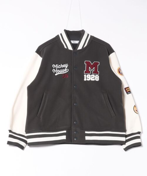 Disney/ディズニー】MICKEY MOUSE/ミッキーマウス 袖切替 ワッペン刺繍