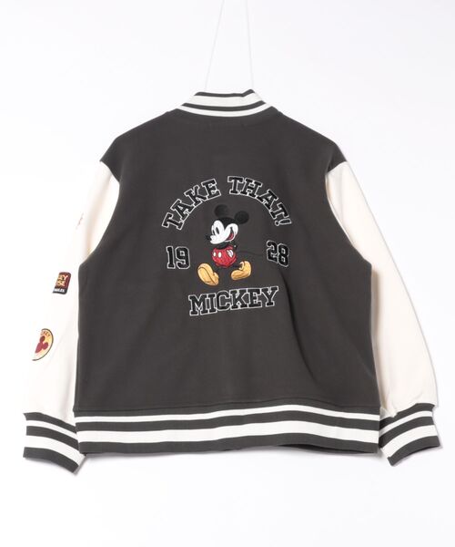 Disney/ディズニー】MICKEY MOUSE/ミッキーマウス 袖切替 ワッペン刺繍