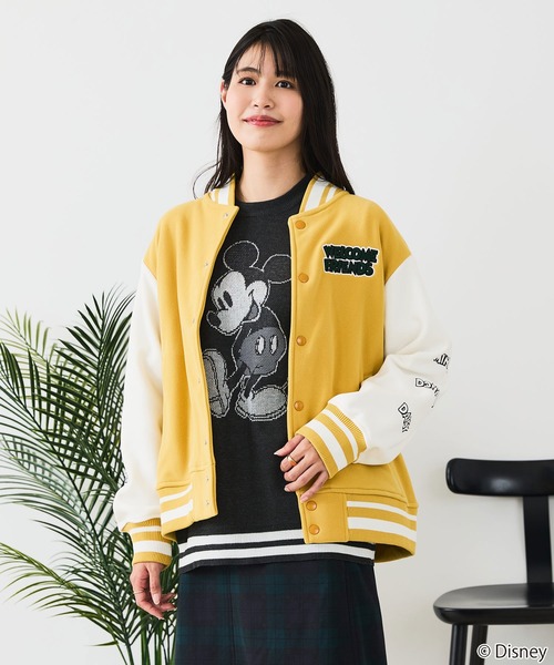 Disney/ディズニー】MICKEY MOUSE/ミッキーマウス 袖切替 ワッペン刺繍