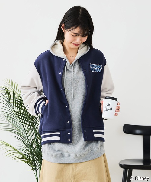 Disney/ディズニー】MICKEY MOUSE/ミッキーマウス 袖切替 ワッペン刺繍