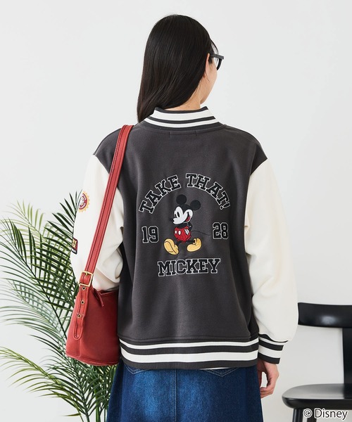 Disney/ディズニー】MICKEY MOUSE/ミッキーマウス 袖切替 ワッペン刺繍