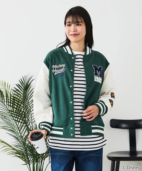 Disney/ディズニー】MICKEY MOUSE/ミッキーマウス 袖切替 ワッペン刺繍