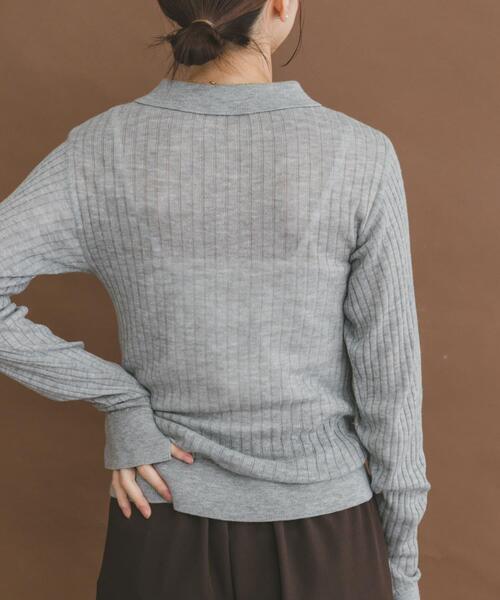 ITEMS URBANRESEARCH（アイテムズ アーバンリサーチ）の「シアーリブポロニット（ニット/セーター・レディース・パープル/グレー/カーキ・FREE）」の5枚目の写真