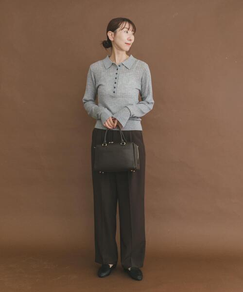 ITEMS URBANRESEARCH（アイテムズ アーバンリサーチ）の「シアーリブポロニット（ニット/セーター・レディース・パープル/グレー/カーキ・FREE）」の7枚目の写真