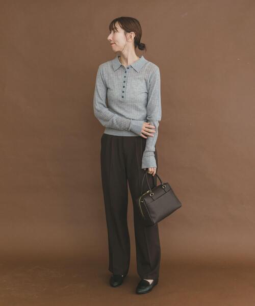 ITEMS URBANRESEARCH（アイテムズ アーバンリサーチ）の「シアーリブポロニット（ニット/セーター・レディース・パープル/グレー/カーキ・FREE）」の9枚目の写真