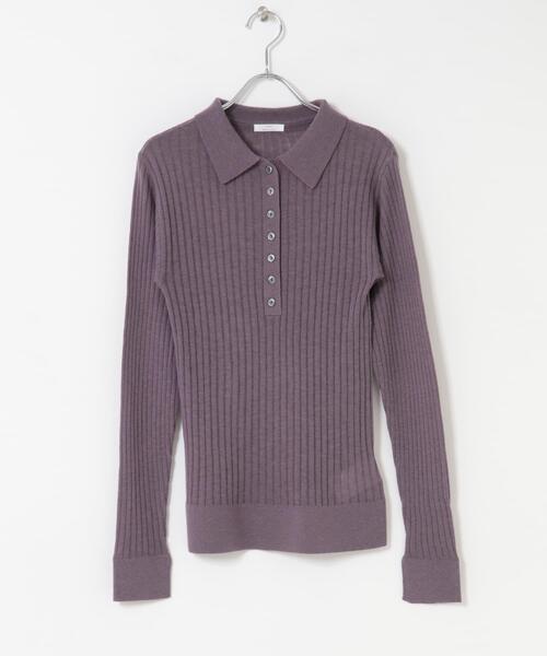 ITEMS URBANRESEARCH（アイテムズ アーバンリサーチ）の「シアーリブポロニット（ニット/セーター・レディース・パープル/グレー/カーキ・FREE）」の21枚目の写真