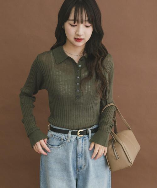 セール】シアーリブポロニット（ニット/セーター）｜ITEMS