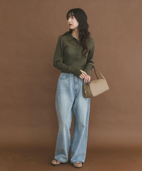 セール】シアーリブポロニット（ニット/セーター）｜ITEMS