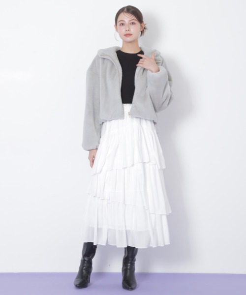 JILL by JILL STUART（ジルバイジルスチュアート）の「◇ フェイクファーフーディー（ブルゾン・レディース・ベージュ/ホワイト/グレー・MEDIUM/SMALL）」の11枚目の写真