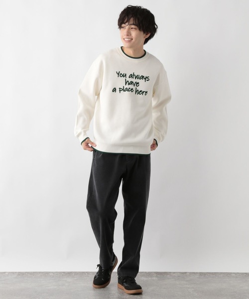 GLOBAL WORK（グローバルワーク）の「※スウェットライクオテラクニット/ロゴ/581070（ニット/セーター・メンズ・ネイビー/オフホワイト/チャコールグレー/杢グレー・SMALL/MEDIUM/X-LARGE/LARGE）」の5枚目の写真