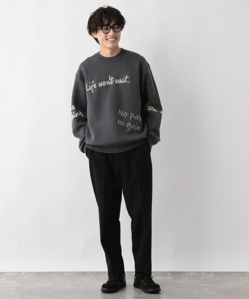 GLOBAL WORK（グローバルワーク）の「※スウェットライクオテラクニット/ロゴ/581070（ニット/セーター・メンズ・ネイビー/オフホワイト/チャコールグレー/杢グレー・SMALL/MEDIUM/X-LARGE/LARGE）」の10枚目の写真