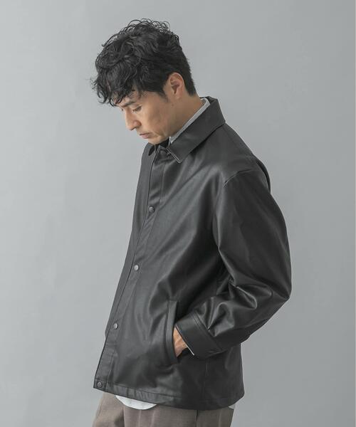 URBAN RESEARCH ROSSO MEN（アーバンリサーチロッソメン）の「『XLサイズあり』ビーガンファブリックコーチジャケット（カバーオール・メンズ・ダークブラウン/ブラック・X-LARGE/MEDIUM/LARGE）」の5枚目の写真