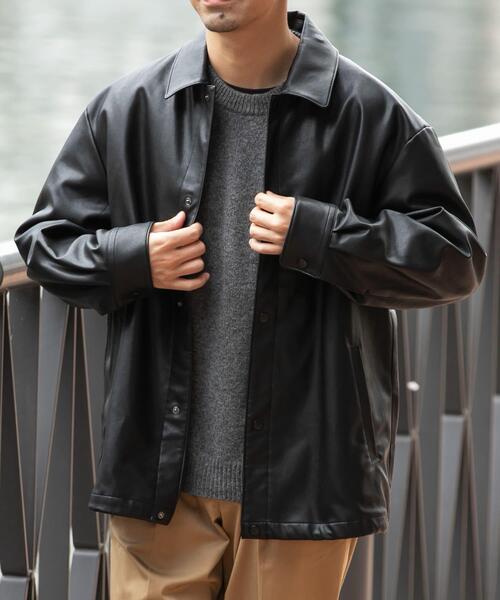 URBAN RESEARCH ROSSO MEN（アーバンリサーチロッソメン）の「『XLサイズあり』ビーガンファブリックコーチジャケット（カバーオール・メンズ・ダークブラウン/ブラック・X-LARGE/MEDIUM/LARGE）」の9枚目の写真