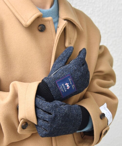 SHIPS any（シップス エニィ）の「SHIPS any:〈スマホ/タッチパネル対応〉MOON ツイード/レザー コンビ リブ グローブ◇（手袋・メンズ・グレー/ダークグレー/ネイビー・ONE SIZE）」の7枚目の写真