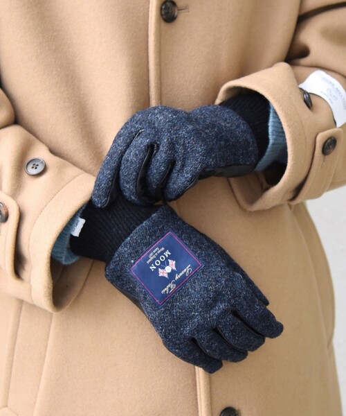 SHIPS any（シップス エニィ）の「SHIPS any:〈スマホ/タッチパネル対応〉MOON ツイード/レザー コンビ リブ グローブ◇（手袋・メンズ・グレー/ダークグレー/ネイビー・ONE SIZE）」の9枚目の写真