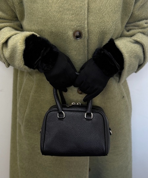 セール】【SETUP7】C'est doux フェイクスエード ファー切り替え 5本指