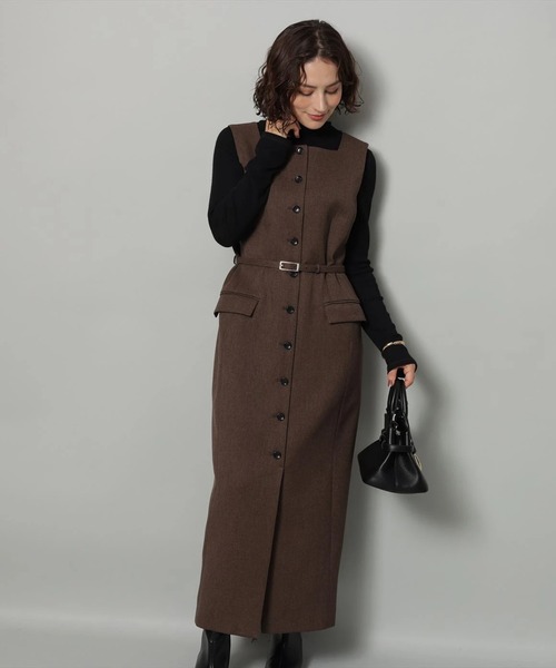 新品 アルページュストーリー フロントボタン Iライン ワンピース ジャンスカ フロントボタンIラインワンピース（ワンピース）｜Arpege story