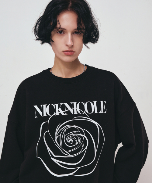 NICK&NICOLE(ニックアンドニコール)の「NICOLE ROSE PRINTING SWEATSHIRT_BLACK WHITE(スウェット・レディース・その他・FREE)」の3枚目の写真
