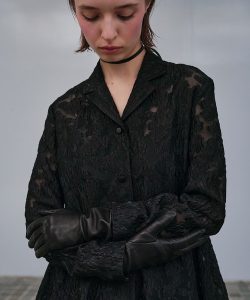 LE CIEL BLEU(ルシェルブルー)の「クラシックシアージャカードドレス / Classic Sheer Jacquard Dress(ワンピース・レディース・ブラック/チャコールグレー・36/38)」の3枚目の写真