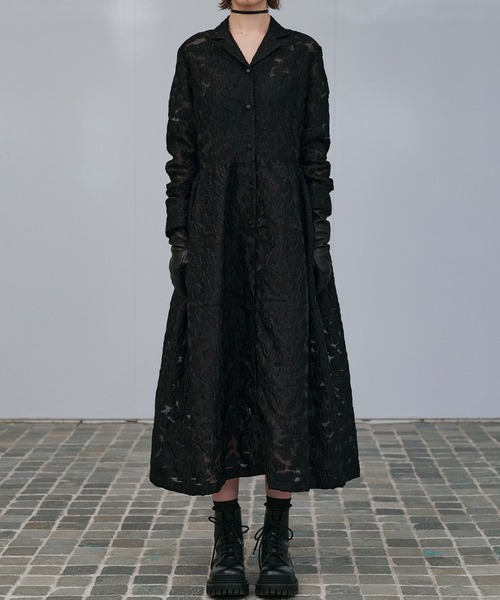 LE CIEL BLEU(ルシェルブルー)の「クラシックシアージャカードドレス / Classic Sheer Jacquard Dress(ワンピース・レディース・ブラック/チャコールグレー・36/38)」の9枚目の写真