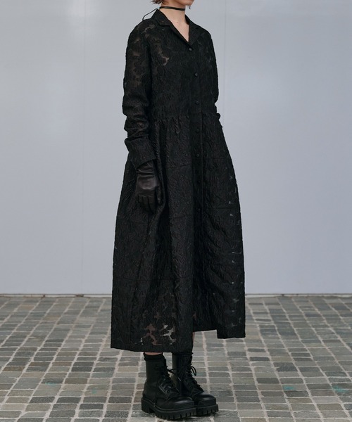 LE CIEL BLEU(ルシェルブルー)の「クラシックシアージャカードドレス / Classic Sheer Jacquard Dress(ワンピース・レディース・ブラック/チャコールグレー・36/38)」の8枚目の写真