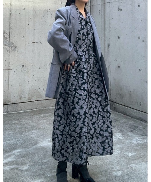 LE CIEL BLEU(ルシェルブルー)の「クラシックシアージャカードドレス / Classic Sheer Jacquard Dress(ワンピース・レディース・ブラック/チャコールグレー・36/38)」の21枚目の写真