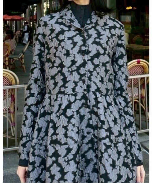 LE CIEL BLEU(ルシェルブルー)の「クラシックシアージャカードドレス / Classic Sheer Jacquard Dress(ワンピース・レディース・ブラック/チャコールグレー・36/38)」の18枚目の写真