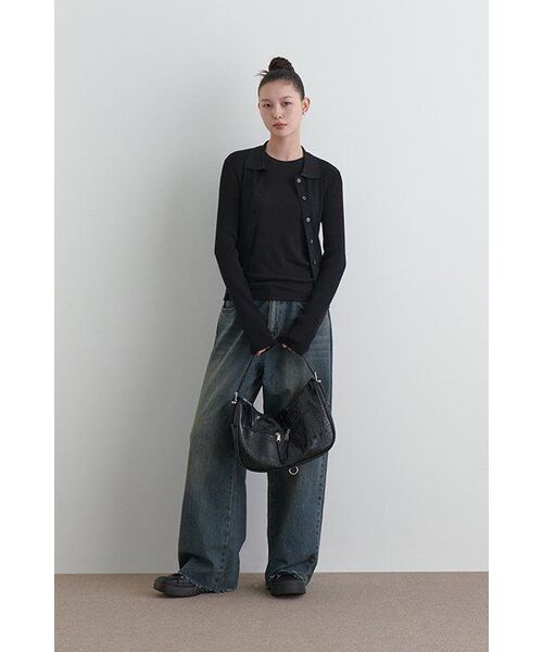 MUSINSA STANDARD WOMAN（ムシンサスタンダードウーマン）の「ウィメンズリブスリムフィット長袖Tシャツ[ブラック]（Tシャツ/カットソー・レディース・その他・SMALL/MEDIUM/LARGE/X-SMALL）」の9枚目の写真