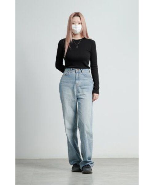 MUSINSA STANDARD WOMAN（ムシンサスタンダードウーマン）の「ウィメンズリブスリムフィット長袖Tシャツ[ブラック]（Tシャツ/カットソー・レディース・その他・SMALL/MEDIUM/LARGE/X-SMALL）」の10枚目の写真