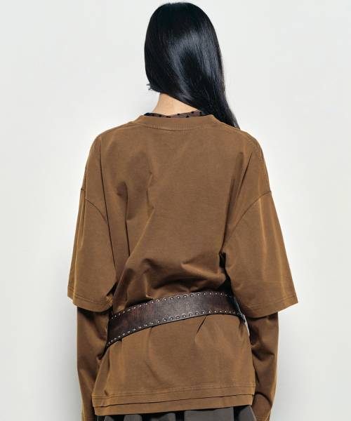NICK&NICOLE(ニックアンドニコール)の「NICOLE DESTROYED LAYERED LONG SLEEVE TOP_BROWN(Tシャツ/カットソー・レディース・その他・FREE)」の3枚目の写真