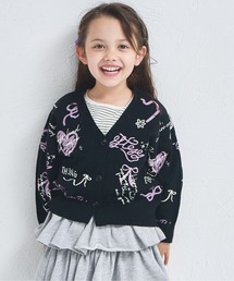 pairmanon（ペアマノン）の「ガールズ 落書き 総柄 プリント ニット カーディガン（カーディガン/ボレロ・キッズ）」