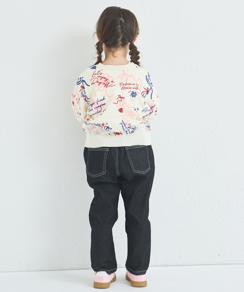 pairmanon（ペアマノン）の「ガールズ 落書き 総柄 プリント ニット カーディガン（カーディガン/ボレロ・キッズ・アイボリー/ブラック/ピンク・XS/S/M/L）」の8枚目の写真