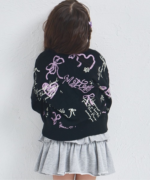 pairmanon（ペアマノン）の「ガールズ 落書き 総柄 プリント ニット カーディガン（カーディガン/ボレロ・キッズ・アイボリー/ブラック/ピンク・XS/S/M/L）」の10枚目の写真