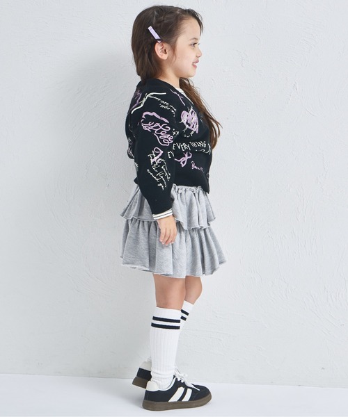 pairmanon（ペアマノン）の「ガールズ 落書き 総柄 プリント ニット カーディガン（カーディガン/ボレロ・キッズ・アイボリー/ブラック/ピンク・XS/S/M/L）」の12枚目の写真