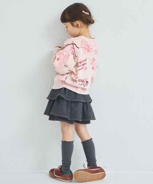 pairmanon（ペアマノン）の「ガールズ 落書き 総柄 プリント ニット カーディガン（カーディガン/ボレロ・キッズ・アイボリー/ブラック/ピンク・XS/S/M/L）」の17枚目の写真