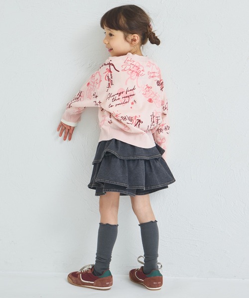 pairmanon（ペアマノン）の「ガールズ 落書き 総柄 プリント ニット カーディガン（カーディガン/ボレロ・キッズ・アイボリー/ブラック/ピンク・XS/S/M/L）」の18枚目の写真