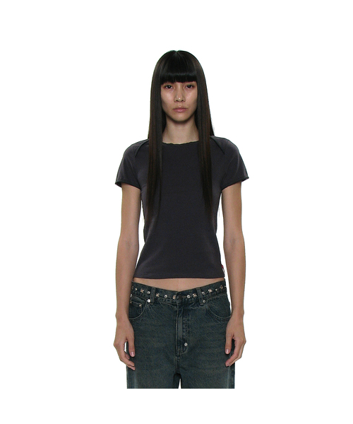 PARTIMENTO WOMEN(パルティメントウィメン)の「PWC ラップボートネックレーストリムT_8カラー(Tシャツ/カットソー・レディース・ホワイト/スカイブルー/ブラック/パープル/ネイビー/グレー/ミント/チャコール・SMALL/MEDIUM/LARGE)」の4枚目の写真