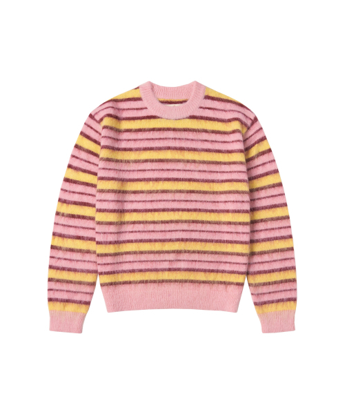 VANONE ATELIER(バノンアトリエ)の「KN4255 ヘアリーストライプニット_Pink(ニット/セーター・レディース・ピンク・FREE)」の2枚目の写真