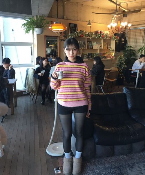 VANONE ATELIER(バノンアトリエ)の「KN4255 ヘアリーストライプニット_Pink(ニット/セーター・レディース・ピンク・FREE)」の5枚目の写真