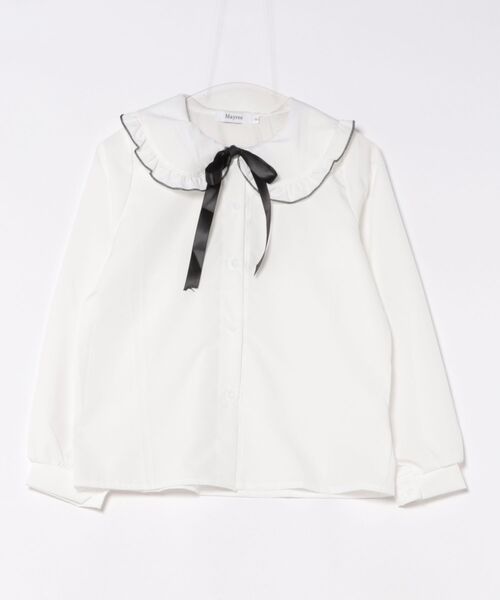 Mayree(メイリー)の「【Mayree】フリルカラーブラウス/黒リボン付き(シャツ/ブラウス・レディース・ホワイト・SMALL/MEDIUM/LARGE)」の5枚目の写真