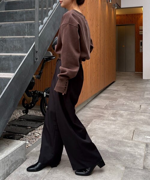 CAPRICIEUX LE'MAGE（カプリシューレマージュ）の「1ポイントボンディングスウェット（Tシャツ/カットソー・レディース・ブラウン/グレー/オフホワイト・FREE）」の5枚目の写真