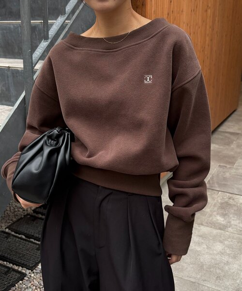 CAPRICIEUX LE'MAGE（カプリシューレマージュ）の「1ポイントボンディングスウェット（Tシャツ/カットソー・レディース・ブラウン/グレー/オフホワイト・FREE）」の6枚目の写真